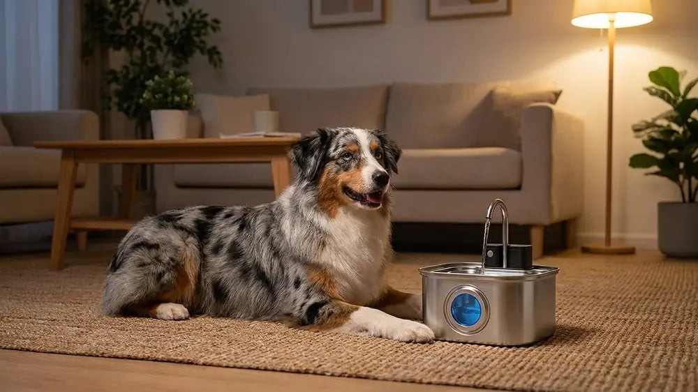 A mini Aussie resting next to KaiShine