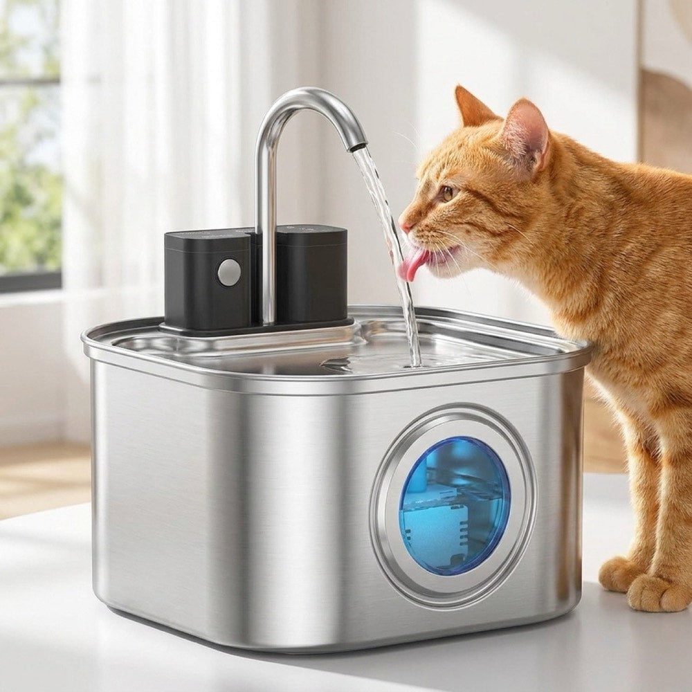 Cat drinking from the KaiShine stream